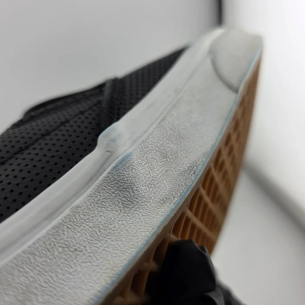 Vans Classic Slip-On Perforated Leather Sneakers Mens 5.5 Womens 7 Black Fair